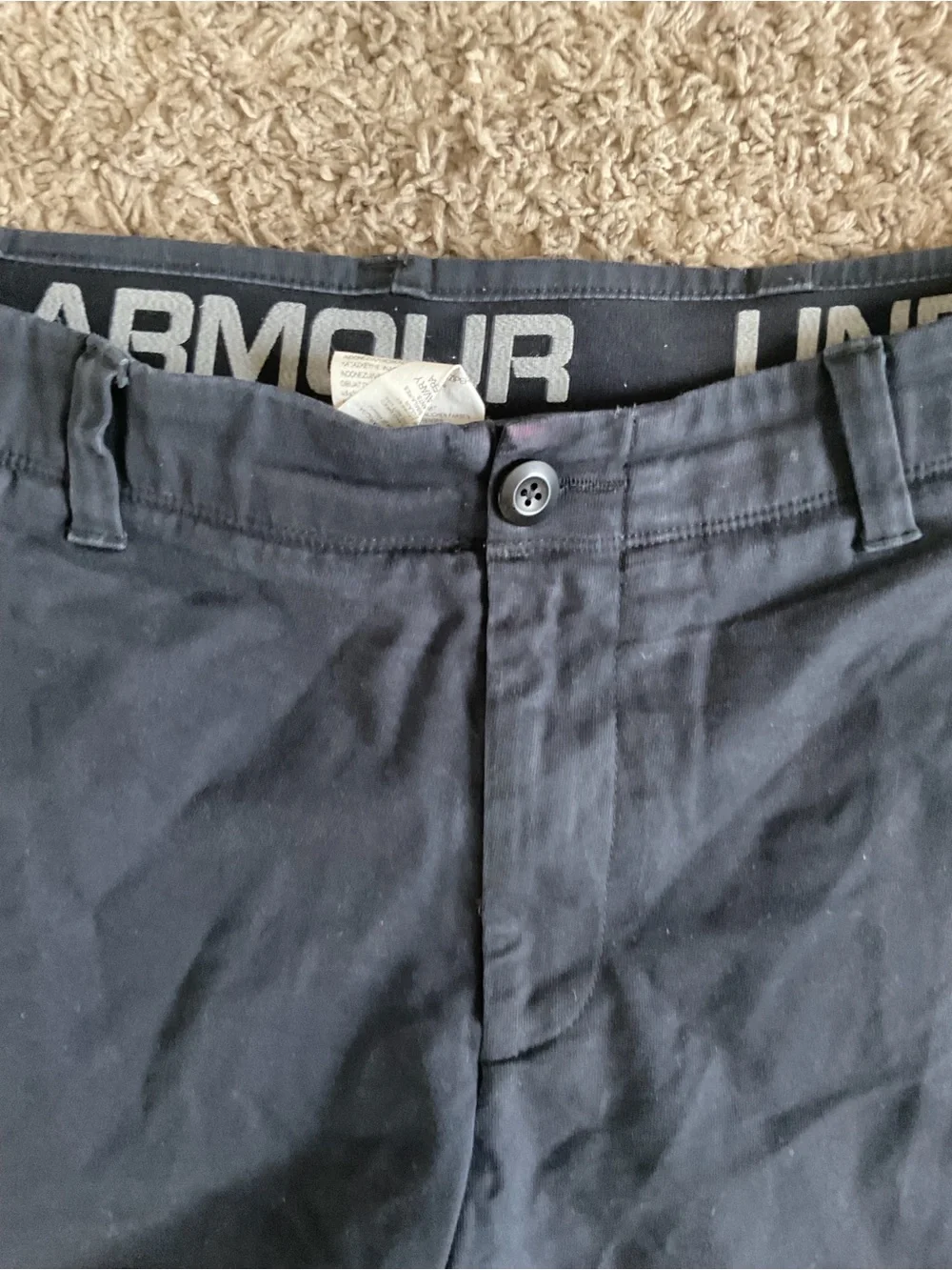 Men’s used pre owned Heatgear black under armour UA size 36 button shorts
